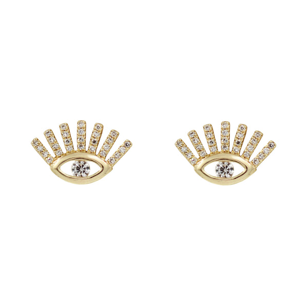 14K Yellow Gold Minimalist Evil Eye Stud Earrings – LTB JEWELRY